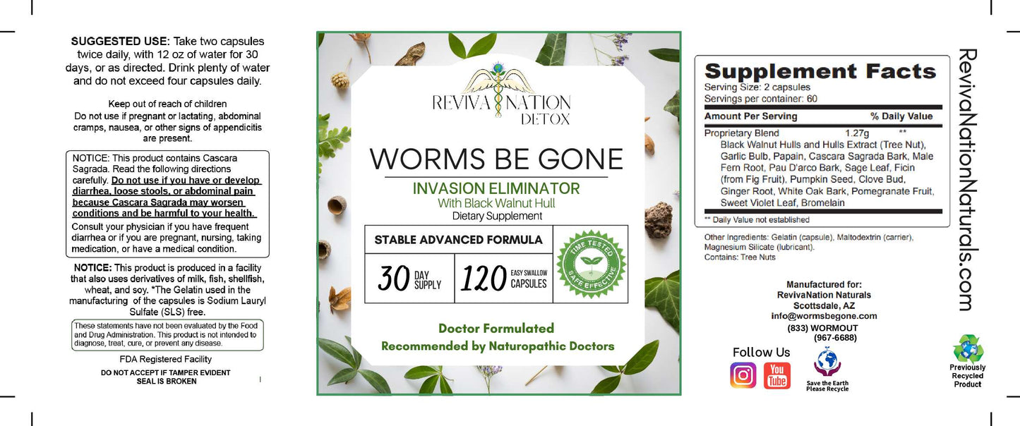 Worms Be Gone • Parasite Dewormer • 30-Day Supply